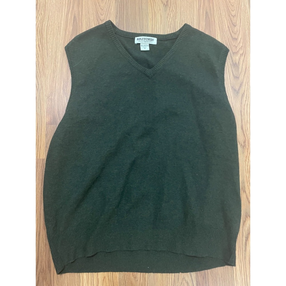 Britches Sweater Vest Mens Extra Large Great Outdoors Lambswool V-Neck